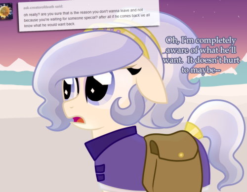 ask-opalescent-pearl:Good thing crystal ponies have dense winter coats.  It’ll keep me warm until I set up that fire…  Now, to find some tinder and kindle…  o: Careful in there!