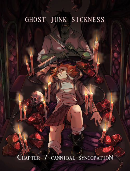 A redraw of the chapter 7 cover for me comic, Ghost Junk Sickness!We’re getting ready to re-pr