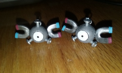 bonkalore: 2 of the pokemon I’ve been working on! The magnemite will be earrings and the Spoink is just a necklace charm. I was so excited to find some beads that worked perfectly for Spoink~  These still need a bit of glue here and there and then some