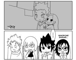 animecontinuum:  lovetrustfaith:  漫画 by 五月喵物语 || translation  OMG Sasuke’s Reaction on his limited screentime. Haha