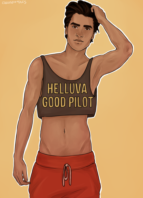 cargsdoodles:@bowdowntomama suggested poe in a crop top and finn’s reaction but i got tired so just 