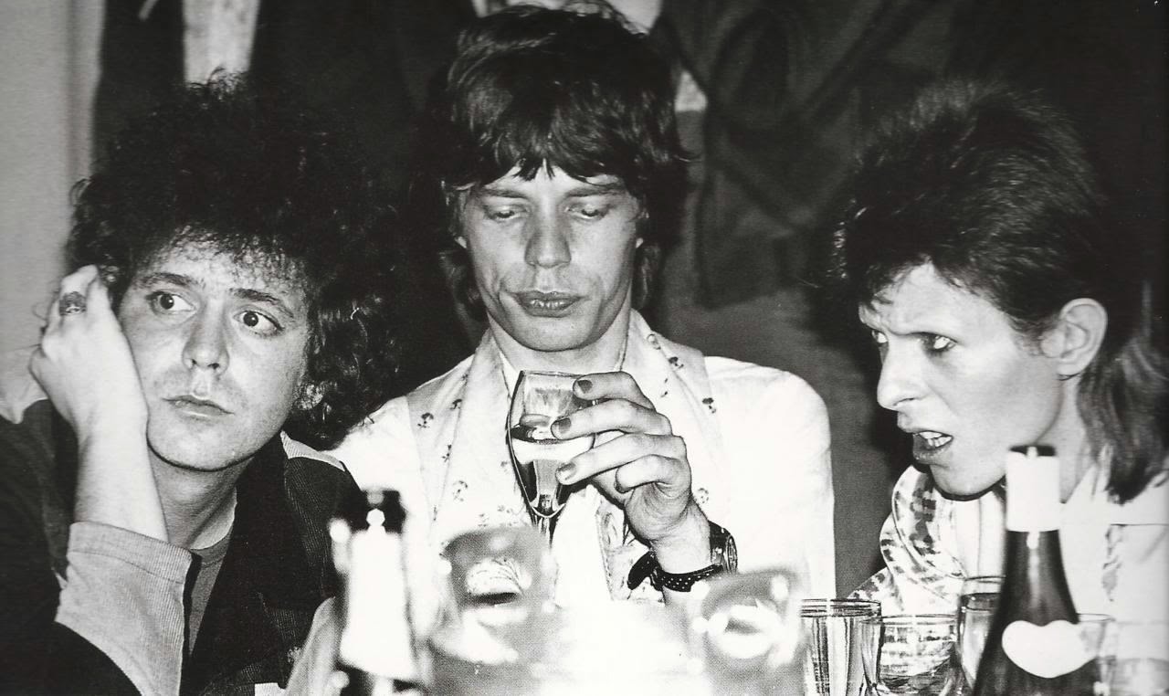 Lou Reed, Mick Jagger &amp; David Bowie at Cafe Royale, 1973.