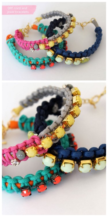 DIY Macrame Cord and Jewel Bracelet Tutorial from Lotts and Lots.I love DIY bracelets with a twist. 