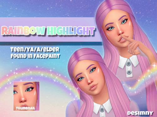 A rainbow highlight for your sims ! (: I know the picture doesn’t do justice but I promise it has a 