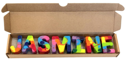 This personalized gift—rainbow crayon letters for any name you’d like—is sweet and impressive. And i