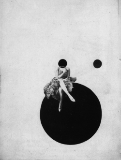 onlyoldphotography:  László Moholy-Nagy: The Olly and Dolly sisters, around 1925  A floating circle, a common motif in László Moholy-Nagy’s work, is a dominant, repeated form in this composition: one superimposed over the face of a human figure,