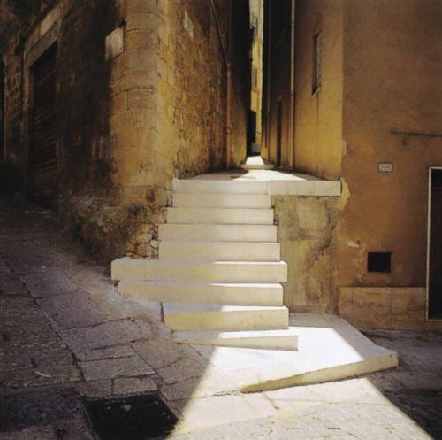 poetryconcrete:Stairs, by Álvaro Siza, 1991-1998, at Salemi Historic Center, Sicilia, Italy.