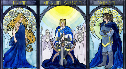 squirtleinwonderland: World of Warcraft - Art Nouveau set   Yogg Saron, Jaina, Tyrande, Chromie, Thalyssra, Valeera, Gelbin and Wrynn family - Tiffin. Anduin and Varian 