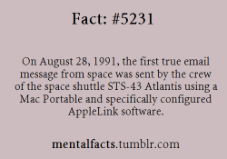 Mentalfacts:  Fact  5231:  On August 28, 1991, The First True Email Message From