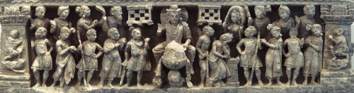 Scene of the Buddha&rsquo;s Great Departure from palatial life, ure sculptfrom Kandahar, Afghani