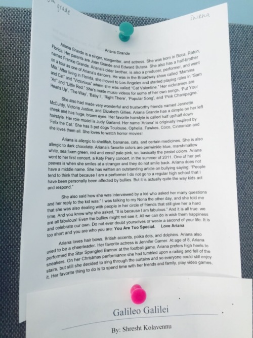 this little 5th grader wrote an essay about Ariana grande