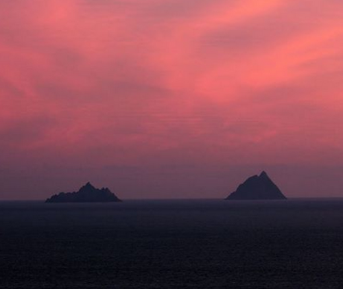 Sunset at the Skellig Islands, off the coast of Kerry (x)