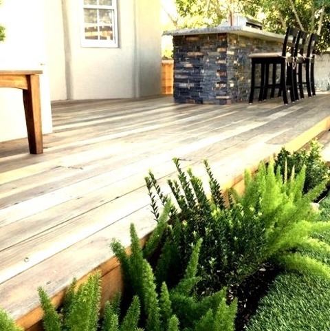 Asian Deck Los Angelesimage Of A Medium-sized Backyard Outdoor Kitchen Deck Without A Cover