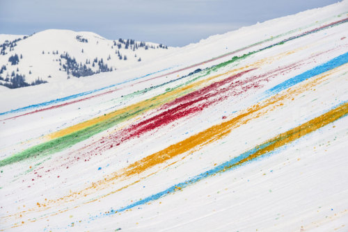 herbvn:Olaf Breuning colors snowy mountainside in Gstaad, SwitzerlandElevation1049