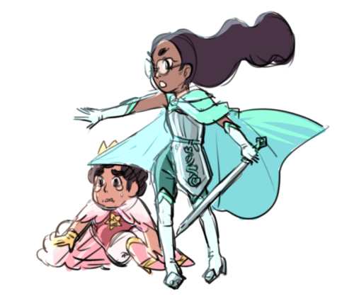 gorovaia:  I DIDNT THINK TO ADD STEVONNIE heres both, knight connie and prince steven, and sovereign stevonnie