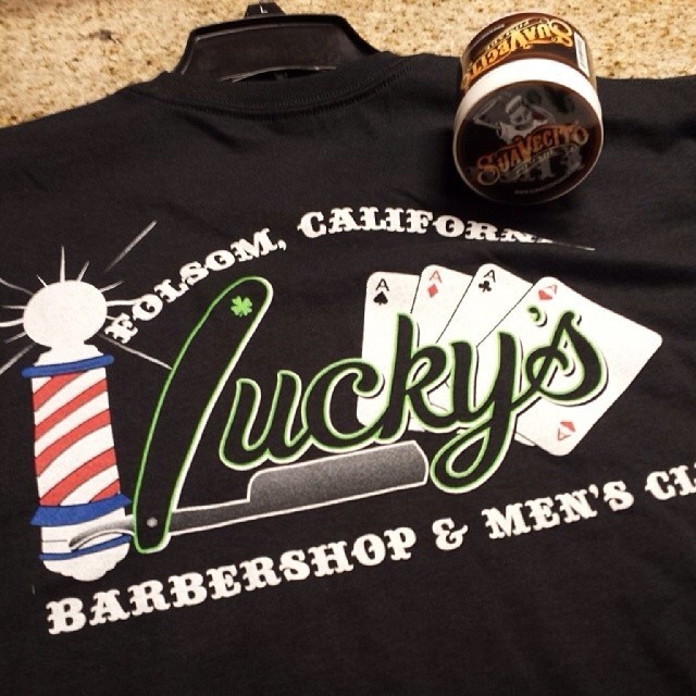 suavecitopomade:  Get a Luckys Barbershop t-shirt and can of Suavecito Pomade for