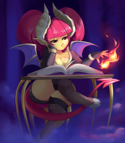 Soulgryn:  Myougi Reading Up On Her Spells For #Cutiesaturday :B