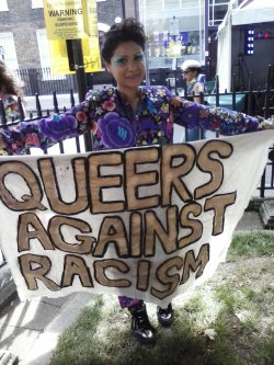 bisofcolour:  UK Black Pride was amazing! This year it was held on the same day as London LGBT pride.  Bi’s of Colour shared a stall with PACE, who were very generous.  Black Pride was held in Golden Square, in central London.  At first I thought