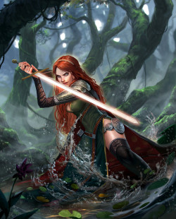 sosolo:  NyneveNyneve is the Lady of the Lake from Arthurian literature. She gives King Arthur his sword Excalibur.by   Amelia TanIllustrator / Concept ArtistSurabaya, Indonesiarozelque.artstation.com