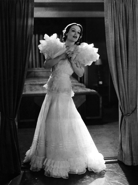 Joan Crawford in the famous dress from ‘Letty Lynton’, designed by Adrian, 1932