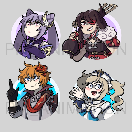 Genshin Impact stickers are done! Looking to get them printed, but for now you can get these all on 