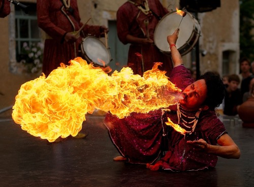 moorbay:  Fire in your belly. Jaipur Maharaja Brass Band, Chassepierre, Belgium. Photograph by Luc V