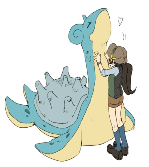 crazyparrotlady:  shikaro:   ポケモンとわし by よも  talonflame omfg also lapras aaaaa  A 