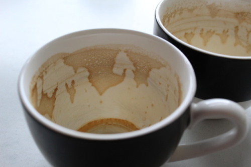 coffeetogogh:i did a little photoshoot with these espresso mugs bc the stain reminded me of the worl