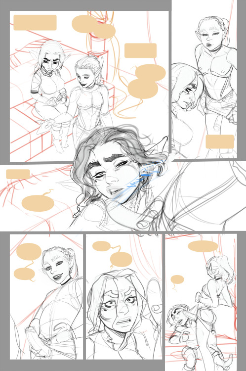 Sketches for pages 9-12! PLOT heavy section is over so I can get back to posting the sketches without worrying about spoiling anything.