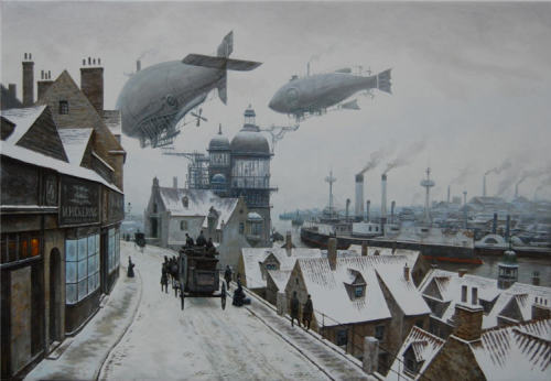 knightofleo:    Vadim Voitekhovitch | Oil on Canvassteel moonold harborleviathanheavenly guardianstolen skychasing timetidethe last stagecoachcurfew  arrival   