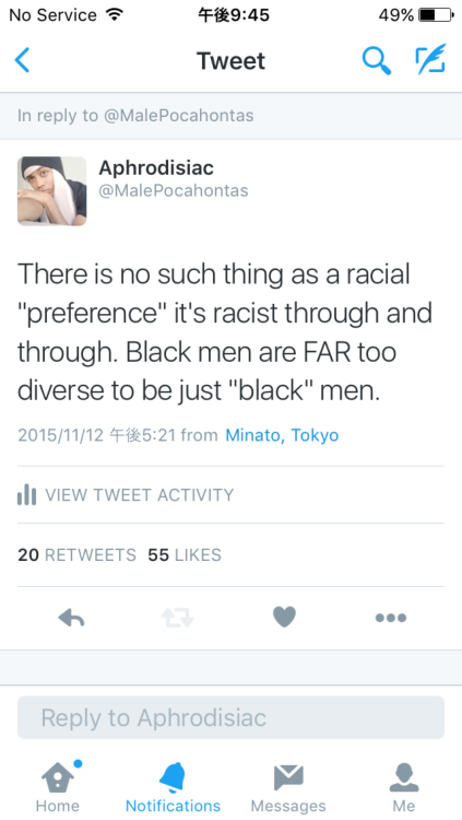 6shwty:boofbagbandito:stopwhitepeopleforever:Your “preference” is not a preference, it is racism. Yo