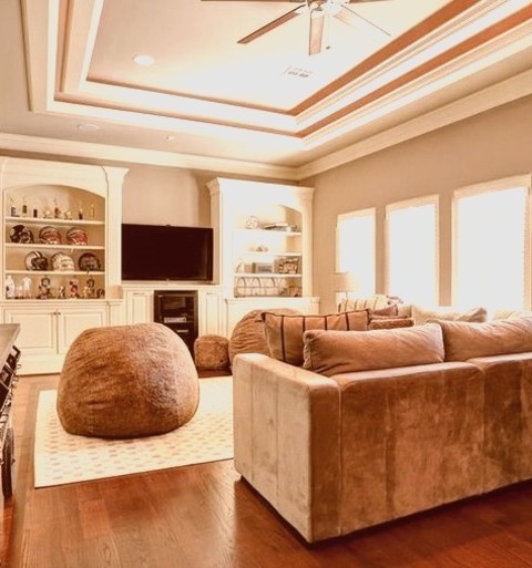 Game Room HoustonLarge Tuscan Enclosed Dark Wood Floor And Brown Floor Game Room Photo With Gray Walls