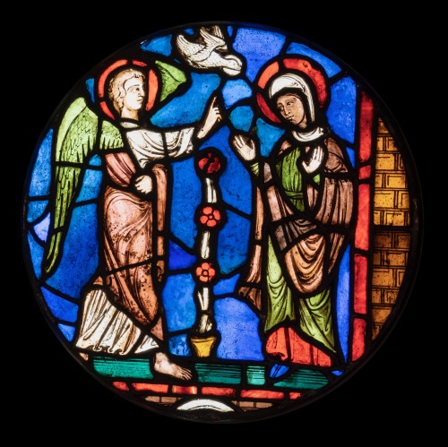 ADVENT CALENDAR DAY 14Stained-glass panel depicting the Annunciation to Mary made in 13th century Fr