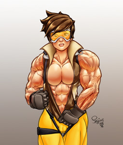 Porn Pics pegius:  Tracer Fanart with muscles of Tracer