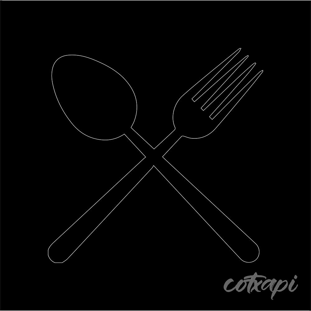 Dining Spoon Icon in Black and White Vector Art Spoon Illustration Outline Art
