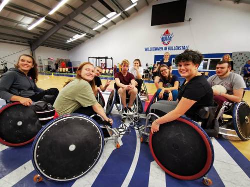 Having fun at the wheelchair basketball tournament :)