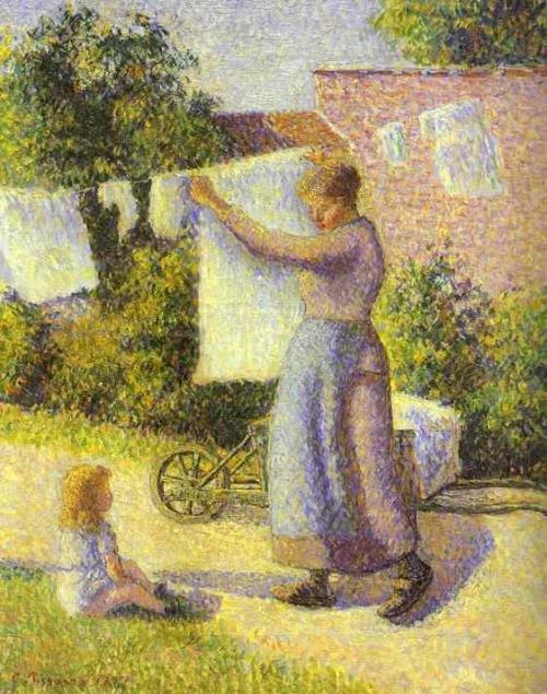 Woman Hanging up the Washing, 1887, Camille PissarroMedium: oil,canvas