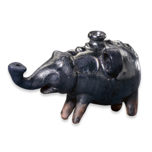 yeaverily:Black Glaze pourer (askos) in the form of an elephant, Roman, 4th-3rd century BC, from Vul