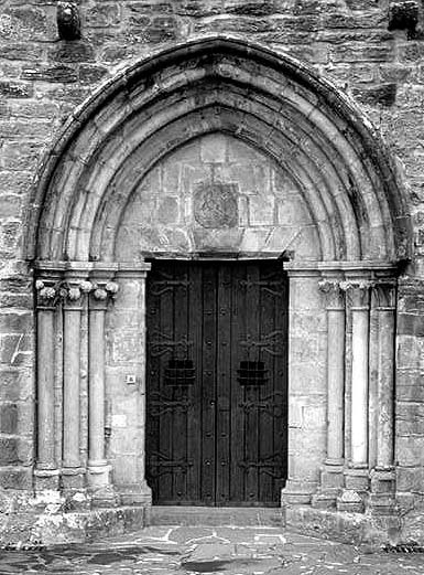 Chapel Doorway, Monastery at Roncesvalles, Navarra, Spain, 1998.At the beginning of the Camino Franc