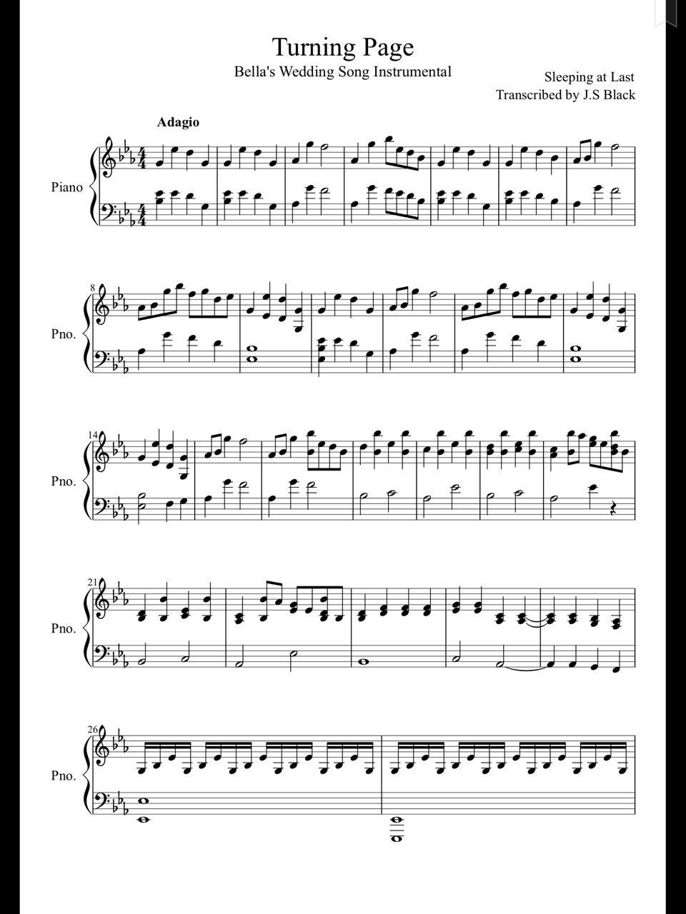 Curiosidad Cita dar a entender Piano Sheet Music — Turning Page - Sleeping at Last (Piano Sheet)
