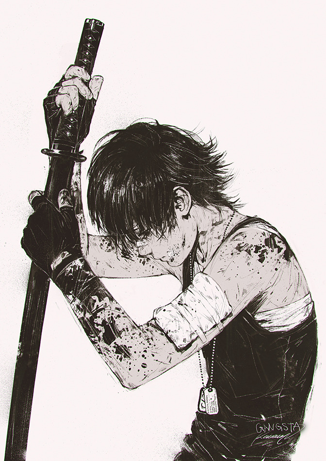 tincek-marincek:  A bit of Gangsta fan art drawings this time… I felt like drawing
