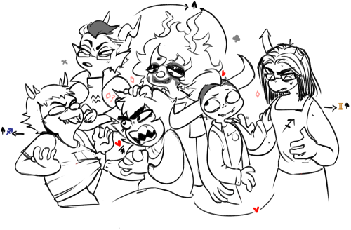 woke up wanting to draw gamzee, but I didn’t want him to be alone. Then he ended up buried in boys. 