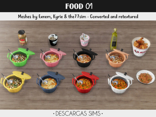 Food 01-6 items:▪ Chinese Fried Noodles - Mesh by the77sim (1 swatch)▪ Chicken Bucket - Mesh by Exne