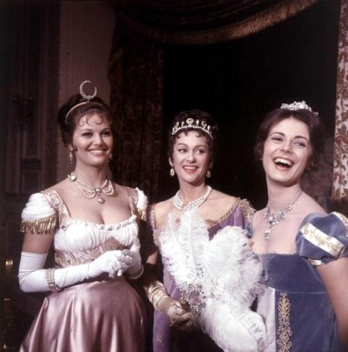 Claudia Cardinale, Martine Carol and Anna Maria Ferrero in Austerlitz directed by Abel Gance, 1960