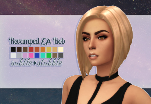 subtles4stubble:EA Bob Revamped - a Sims 4 hairI hit 100 followers, and it’s about time to cel