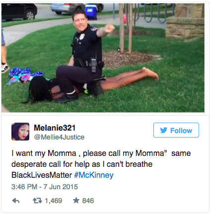 salon:  Twitter explodes over #McKinney, Texas cop who tackled black teen girl in