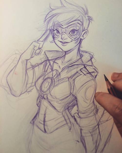 sweeney-boo:  Overwatch tracer #sketchs #sketching #sketchbook #doodle #overwatch #blizzard #blizzard2016 #sweeneyboo 