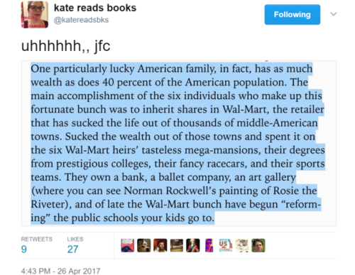 berniesrevolution:  Oh wow, that last one… (Thread Link) (Book Link)  Fucking THIS.This goddamned book needs to be bludgeoned over the heads of every damned Democrat in the country until they read it. 