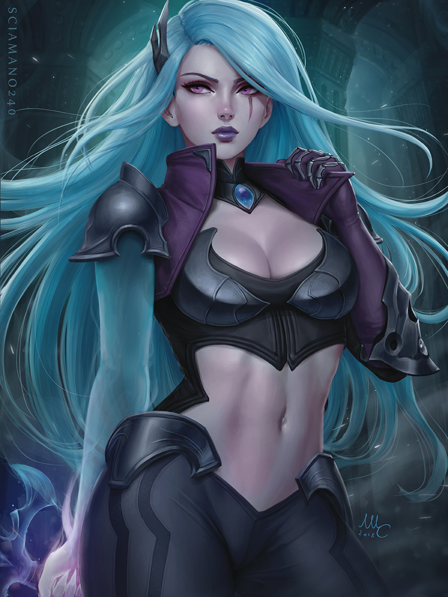 rarts:  Assassin girl Death Sworn Katarina (skin): League of Legends (LOL) game drawing  [Artist: 