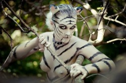 Yourpetmeowmeow:  Bastmiriam:  The White Tigress (Tigergirl) Idea And Bodyart: Bast